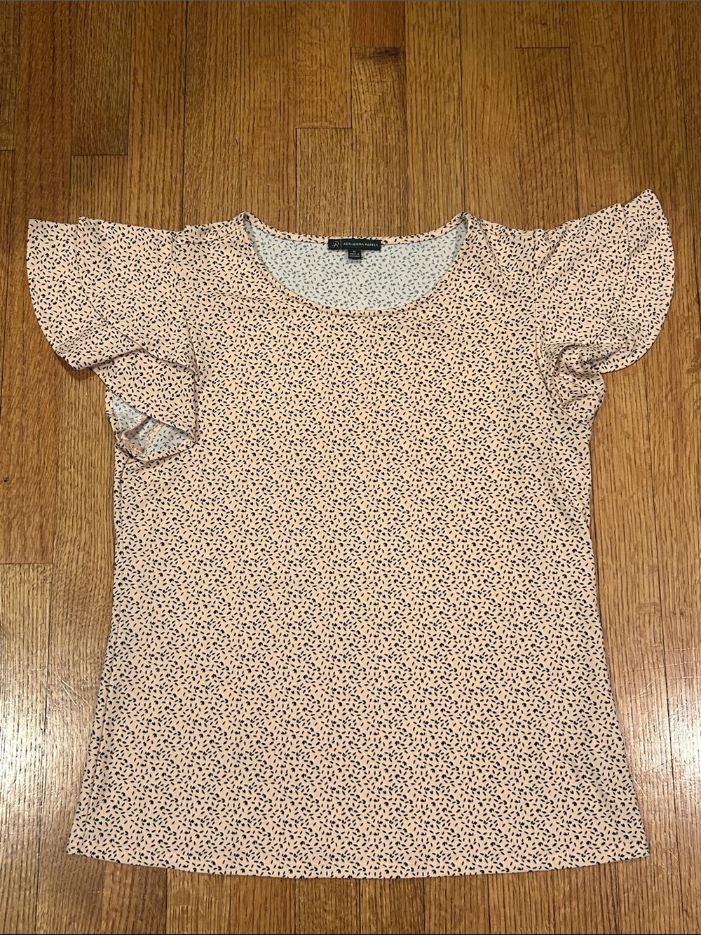 Adrianna Papell Pink Dot Flutter Sleeve Top Size Medium